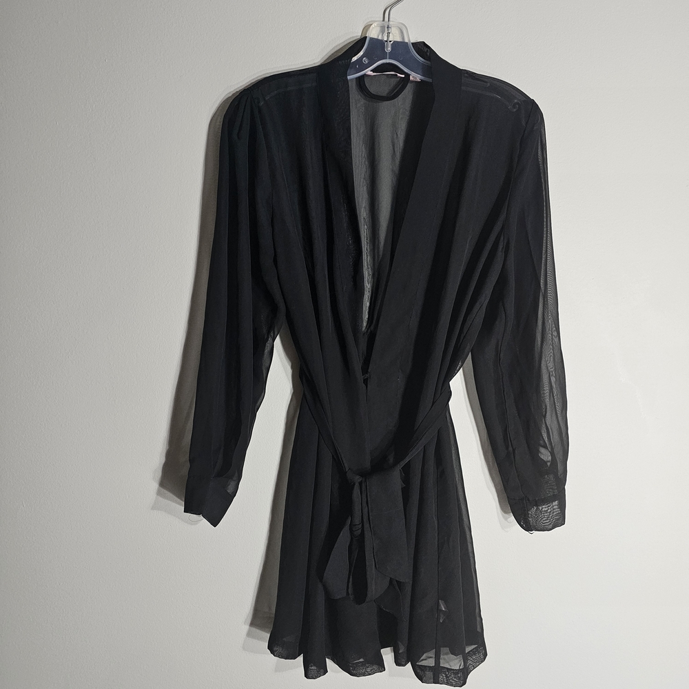 La VIE EN ROSE Elegant Black Sheer Robe SIZE S/M